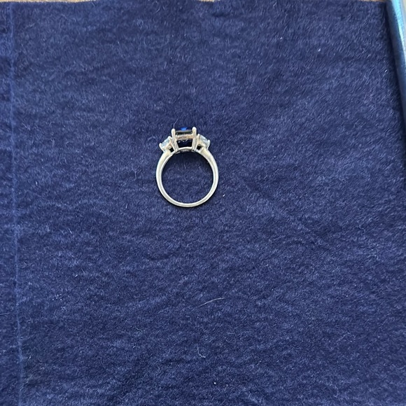 Blue and White Lab Created Sapphire Sz6 Ring Sterling Silver - Picture 11 of 13